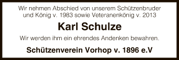 Traueranzeige von Karl Schulze von Uelzen