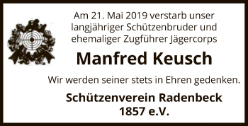 Traueranzeige von Manfred Keusch von Uelzen