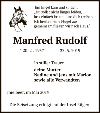 Traueranzeige von Manfred Rudolf von Uelzen