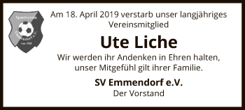 Traueranzeige von Ute Liche von Uelzen