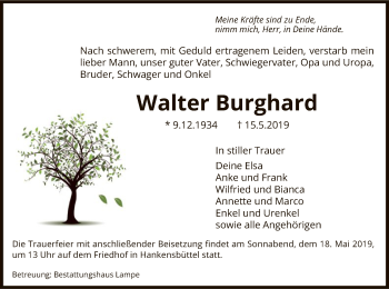 Traueranzeige von Walter Burghard von Uelzen