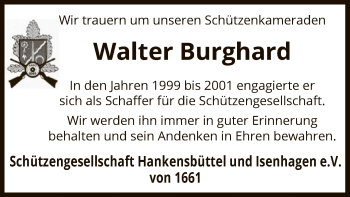 Traueranzeige von Walter Burghard von Uelzen