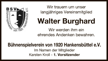 Traueranzeige von Walter Burghard von Uelzen