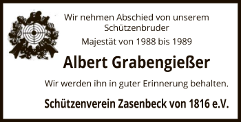 Traueranzeige von Albert Grabengießer von Uelzen