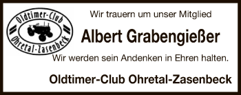 Traueranzeige von Albert Grabengießer von Uelzen