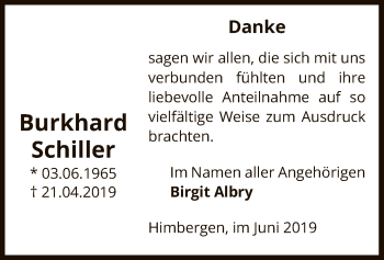 Traueranzeige von Burkhard Schiller von Uelzen