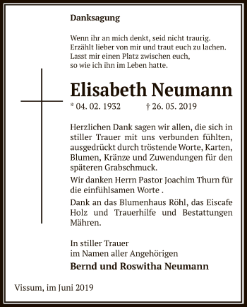 Traueranzeige von Elisabeth Neumann von Uelzen