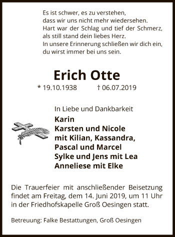 Traueranzeige von Erich Otte von Uelzen