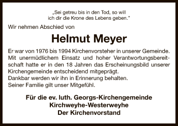 Traueranzeige von Helmut Meyer von Uelzen