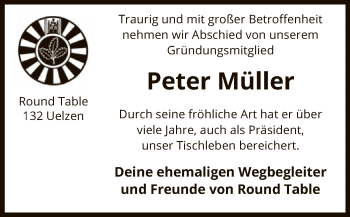 Traueranzeige von Peter Müller von Uelzen