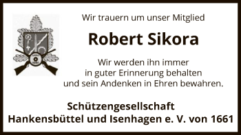 Traueranzeige von Robert Sikora von Uelzen