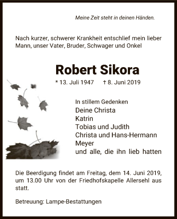 Traueranzeige von Robert Sikora von Uelzen