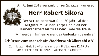 Traueranzeige von Robert Sikora von Uelzen