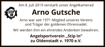 Traueranzeige von Arno Gutsche von Uelzen