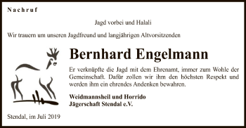 Traueranzeige von Bernhard Engelmann von Uelzen