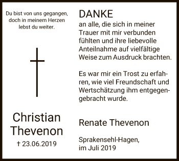 Traueranzeige von Christian Thevenon von Uelzen