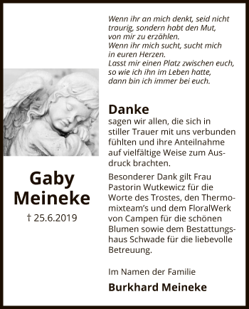 Traueranzeige von Gaby Meineke von Uelzen