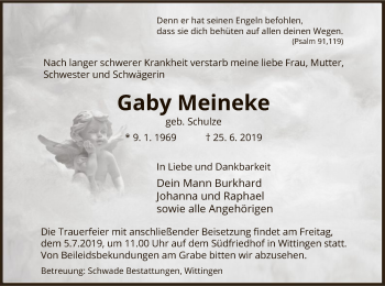 Traueranzeige von Gaby Meineke von Uelzen