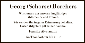 Traueranzeige von Georg Borchers von Uelzen