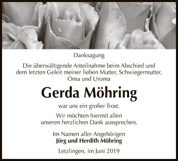 Traueranzeige von Gerda Möhring von Uelzen