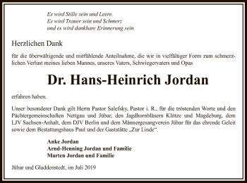 Traueranzeige von Hans-Heinrich Jordan von Uelzen