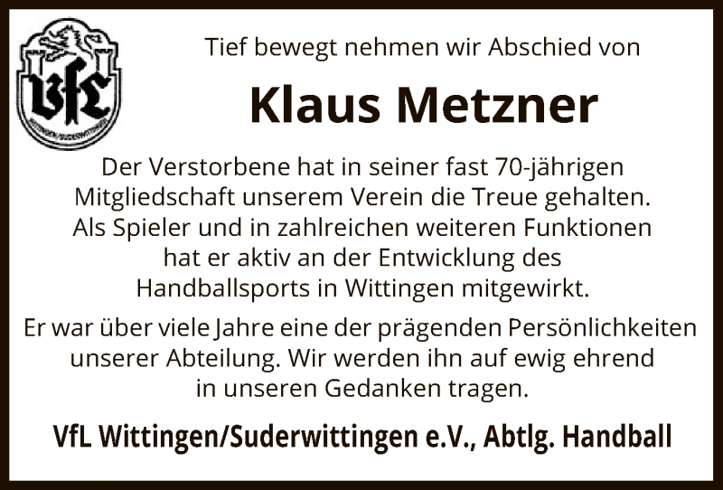  Traueranzeige für Klaus Metzner vom 13.07.2019 aus Uelzen
