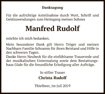 Traueranzeige von Manfred Rudolf von Uelzen