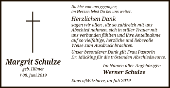 Traueranzeige von Margrit Schulze von Uelzen