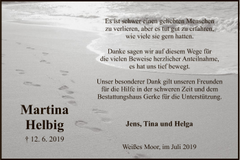 Traueranzeige von Martina Helbig von Uelzen