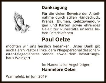 Traueranzeige von Paul Oelze von Uelzen