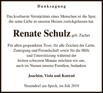 Traueranzeige von Renate Schulz von Uelzen