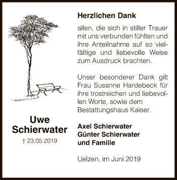 Traueranzeige von Uwe Schierwater von Uelzen