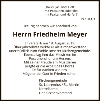 Traueranzeige von Friedhelm Meyer von Uelzen