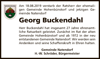 Traueranzeige von Georg Buckendahl von Uelzen