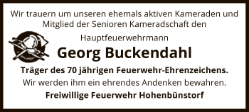 Traueranzeige von Georg Buckendahl von Uelzen