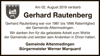 Traueranzeige von Gerhard Rautenberg von Uelzen