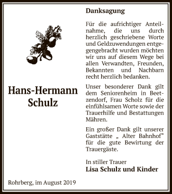 Traueranzeige von Hans-Hermann Schulz von Uelzen