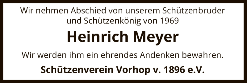  Traueranzeige für Heinrich Meyer vom 22.08.2019 aus Uelzen