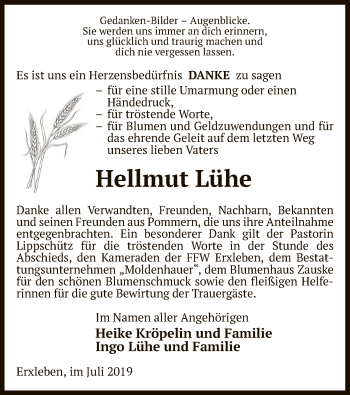 Traueranzeige von Hellmut Lühe von Uelzen