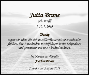 Traueranzeige von Jutta Brune von Uelzen