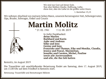 Traueranzeige von Martin Molitz von Uelzen