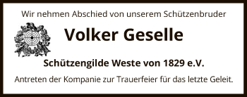 Traueranzeige von Volker Geselle von Uelzen