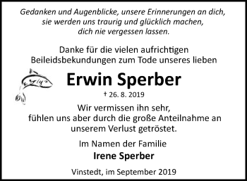 Traueranzeige von Erwin Sperber von Uelzen