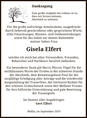 Traueranzeige von Gisela Elfert von Uelzen