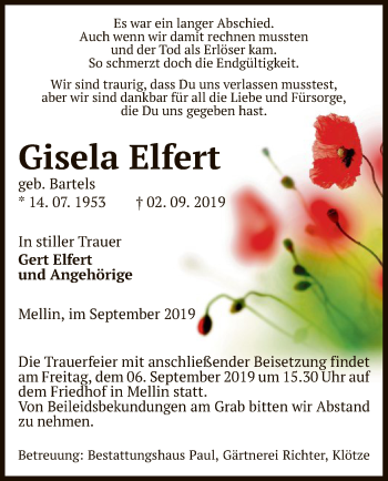 Traueranzeige von Gisela Elfert von Uelzen