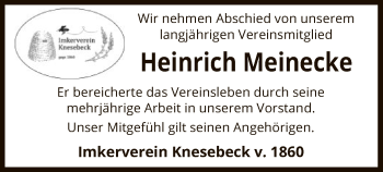 Traueranzeige von Heinrich Meinecke von Uelzen