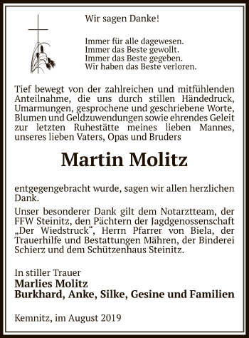 Traueranzeige von Martin Molitz von Uelzen