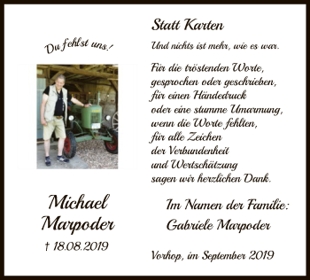 Traueranzeige von Michael Marpoder von Uelzen