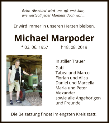 Traueranzeige von Michael Marpoder von Uelzen