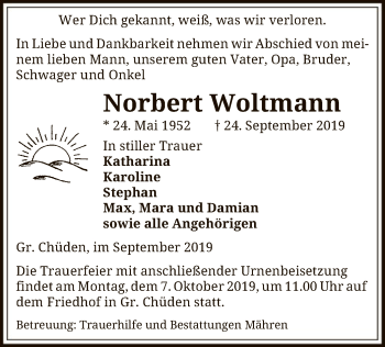 Traueranzeige von Norbert Woltmann von Uelzen